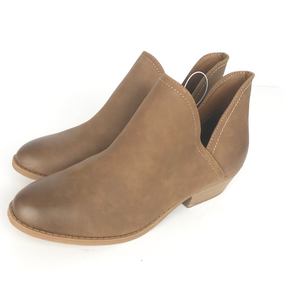 cognac cutout booties